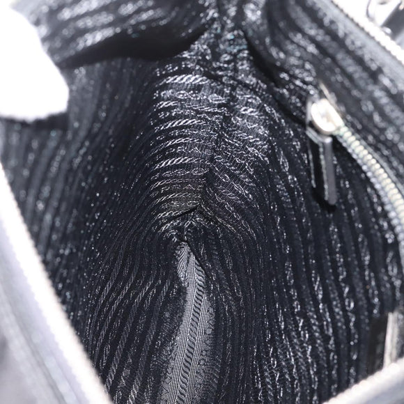 PRADA Shoulder Bag Nylon Black Silver Auth ki6913A