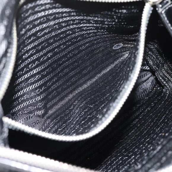 PRADA Shoulder Bag Nylon Black Silver Auth ki6913A