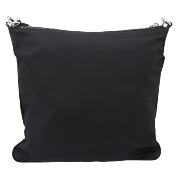 PRADA Shoulder Bag Nylon Black Silver Auth ki6913A