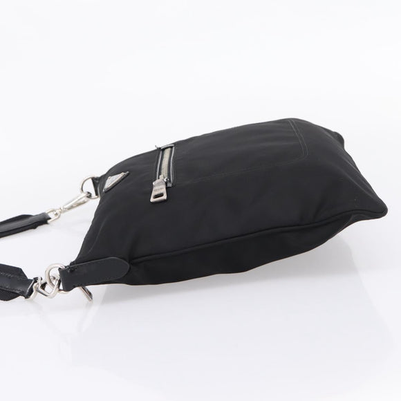 PRADA Shoulder Bag Nylon Black Silver Auth ki6913A