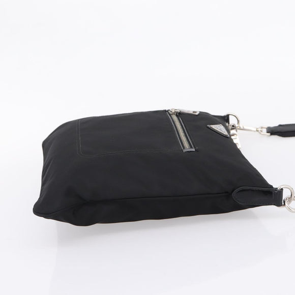 PRADA Shoulder Bag Nylon Black Silver Auth ki6913A
