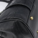 BURBERRY Hand Bag Leather Black Gold Auth ki6914A-11