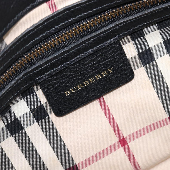 BURBERRY Hand Bag Leather Black Gold Auth ki6914A