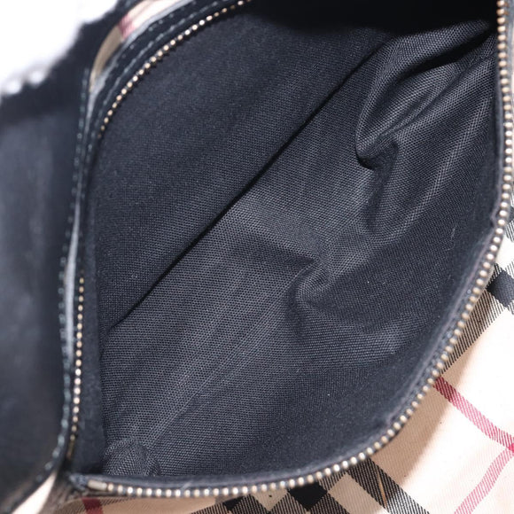 BURBERRY Hand Bag Leather Black Gold Auth ki6914A