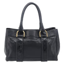 BURBERRY Hand Bag Leather Black Gold Auth ki6914A-3
