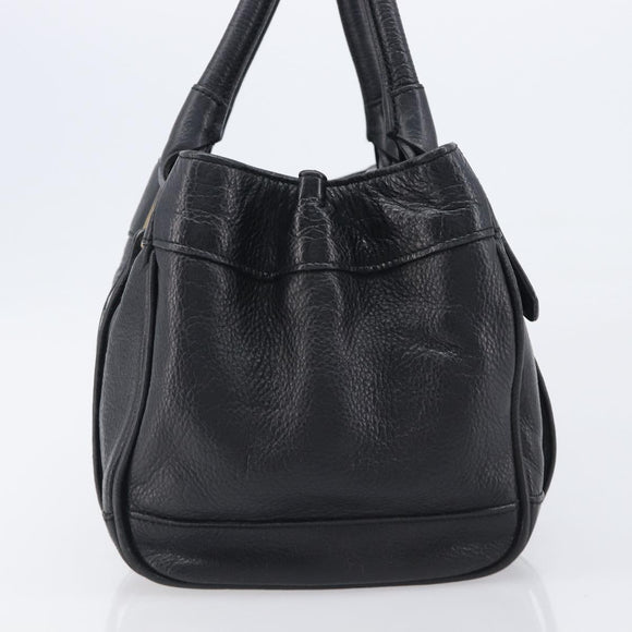 BURBERRY Hand Bag Leather Black Gold Auth ki6914A