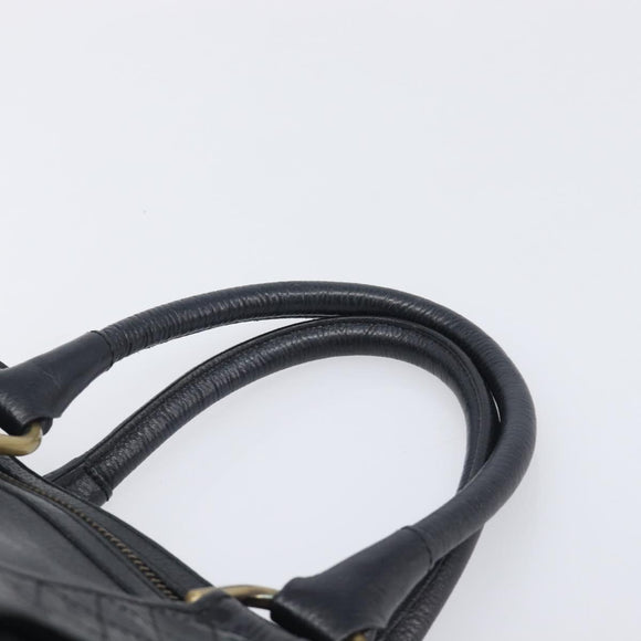 BURBERRY Hand Bag Leather Black Gold Auth ki6914A