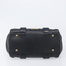 BURBERRY Hand Bag Leather Black Gold Auth ki6914A-9