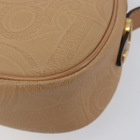 Christian Dior Trotter Canvas Oval Shoulder Bag PVC Beige Gold Auth ki6915A