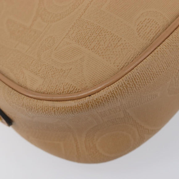 Christian Dior Trotter Canvas Oval Shoulder Bag PVC Beige Gold Auth ki6915A