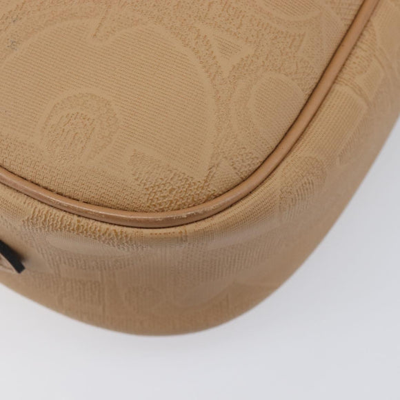 Christian Dior Trotter Canvas Oval Shoulder Bag PVC Beige Gold Auth ki6915A