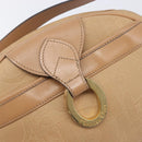 Christian Dior Trotter Canvas Oval Shoulder Bag PVC Beige Gold Auth ki6915A-18