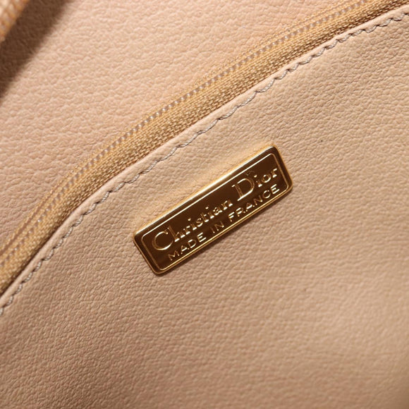 Christian Dior Trotter Canvas Oval Shoulder Bag PVC Beige Gold Auth ki6915A