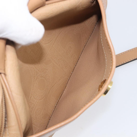 Christian Dior Trotter Canvas Oval Shoulder Bag PVC Beige Gold Auth ki6915A