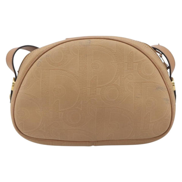 Christian Dior Trotter Canvas Oval Shoulder Bag PVC Beige Gold Auth ki6915A
