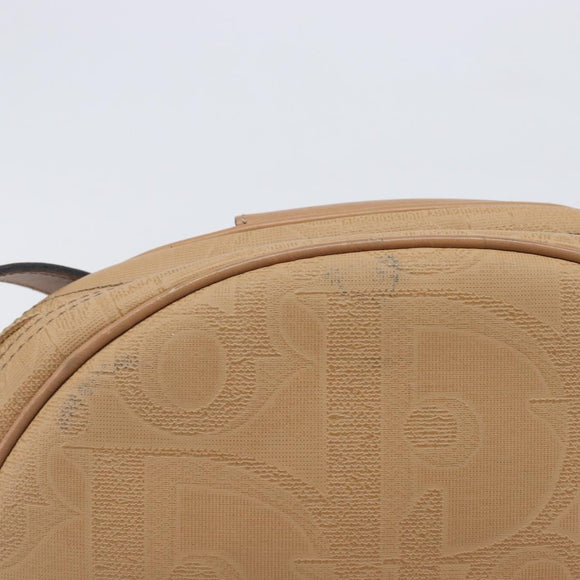 Christian Dior Trotter Canvas Oval Shoulder Bag PVC Beige Gold Auth ki6915A