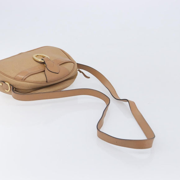 Christian Dior Trotter Canvas Oval Shoulder Bag PVC Beige Gold Auth ki6915A
