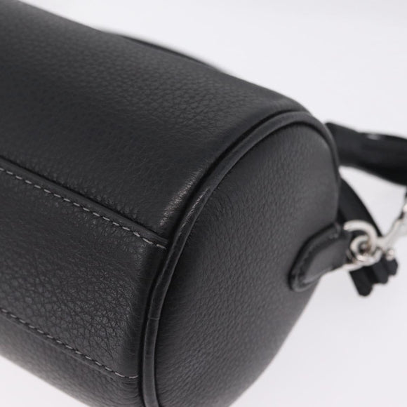 Coach Lacy Boston Bag Leather 2way Black Silver Auth ki6917A
