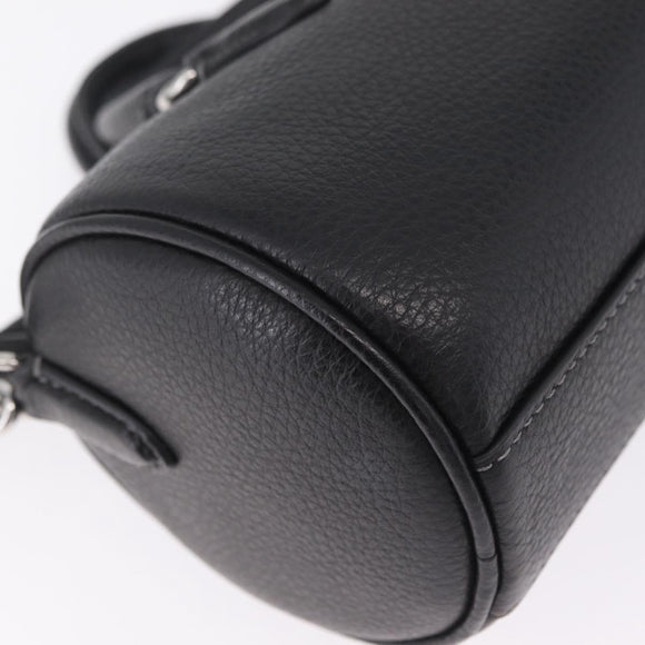 Coach Lacy Boston Bag Leather 2way Black Silver Auth ki6917A