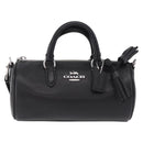 Coach Lacy Boston Bag Leather 2way Black Silver Auth ki6917A-2