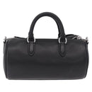 Coach Lacy Boston Bag Leather 2way Black Silver Auth ki6917A-3
