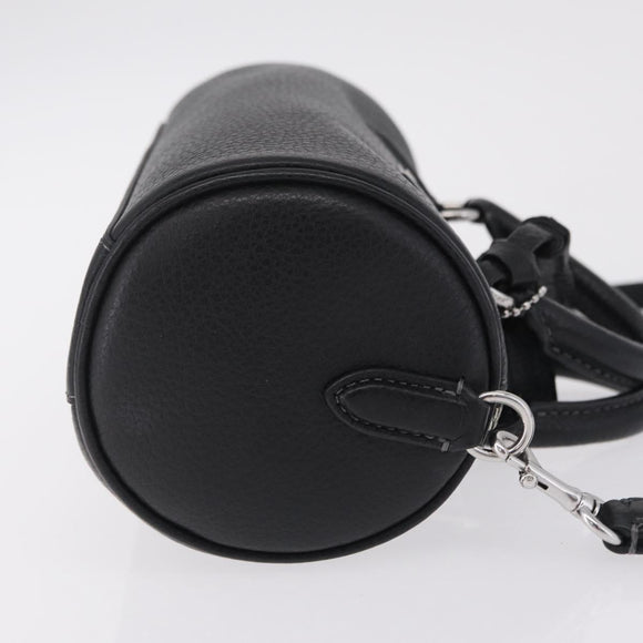 Coach Lacy Boston Bag Leather 2way Black Silver Auth ki6917A