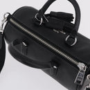 Coach Lacy Boston Bag Leather 2way Black Silver Auth ki6917A-6