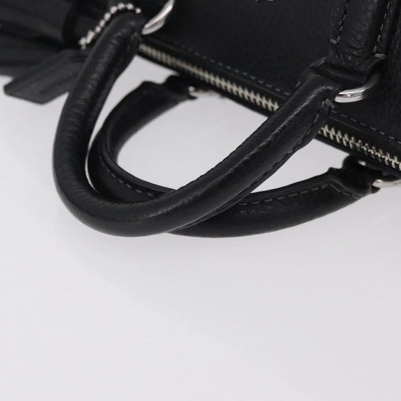 Coach Lacy Boston Bag Leather 2way Black Silver Auth ki6917A