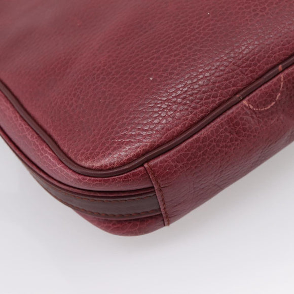 Cartier Shoulder Bag Leather Bordeaux Gold Auth ki6918
