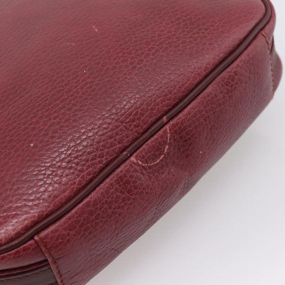 Cartier Shoulder Bag Leather Bordeaux Gold Auth ki6918