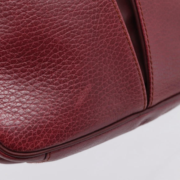 Cartier Shoulder Bag Leather Bordeaux Gold Auth ki6918