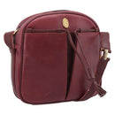 Cartier Shoulder Bag Leather Bordeaux Gold Auth ki6918-1