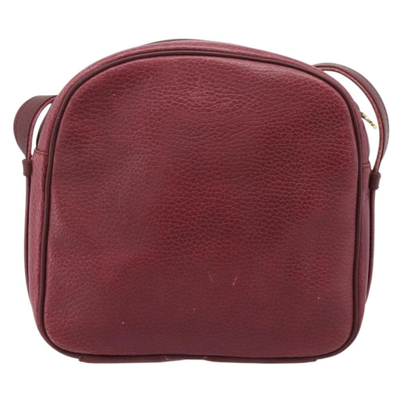 Cartier Shoulder Bag Leather Bordeaux Gold Auth ki6918