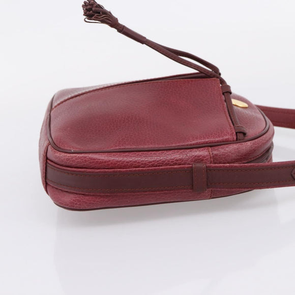 Cartier Shoulder Bag Leather Bordeaux Gold Auth ki6918