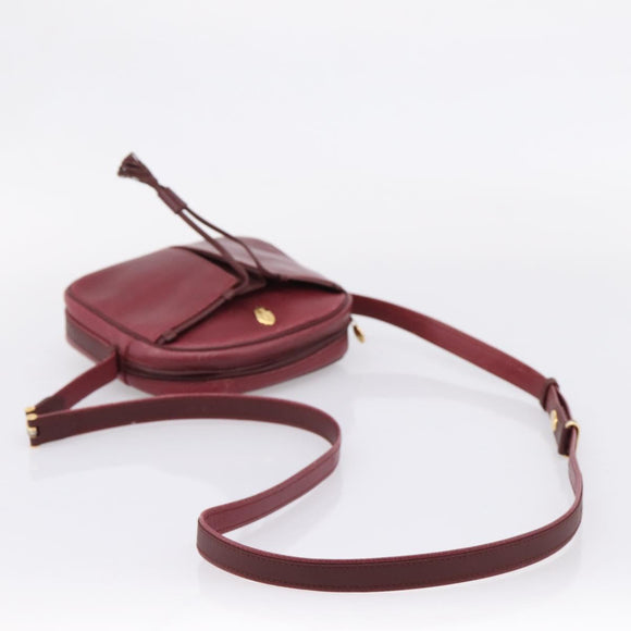 Cartier Shoulder Bag Leather Bordeaux Gold Auth ki6918