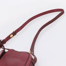 Cartier Shoulder Bag Leather Bordeaux Gold Auth ki6918-8