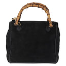 GUCCI Bamboo Hand Bag Suede 2way Black Gold Tone 000 122 0316 Auth ki6928A-3