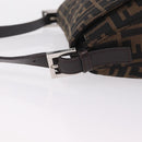 FENDI Zucca Canvas Mamma Baguette Shoulder Bag Brown Silver Auth ki6929V-10