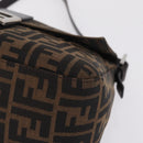 FENDI Zucca Canvas Mamma Baguette Shoulder Bag Brown Silver Auth ki6929V-13