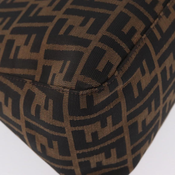 FENDI Zucca Canvas Mamma Baguette Shoulder Bag Brown Silver Auth ki6929V