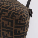 FENDI Zucca Canvas Mamma Baguette Shoulder Bag Brown Silver Auth ki6929V-15