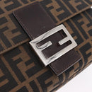 FENDI Zucca Canvas Mamma Baguette Shoulder Bag Brown Silver Auth ki6929V-17