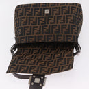 FENDI Zucca Canvas Mamma Baguette Shoulder Bag Brown Silver Auth ki6929V-20