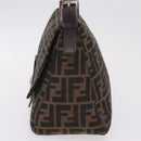 FENDI Zucca Canvas Mamma Baguette Shoulder Bag Brown Silver Auth ki6929V-4