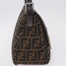 FENDI Zucca Canvas Mamma Baguette Shoulder Bag Brown Silver Auth ki6929V-5