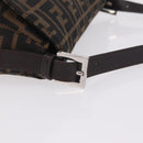 FENDI Zucca Canvas Mamma Baguette Shoulder Bag Brown Silver Auth ki6929V-9