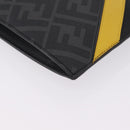 FENDI Zucca Canvas Clutch Bag PVC Black Silver 7N0100 Auth ki6931V-10
