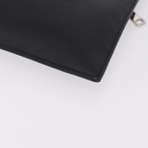 FENDI Zucca Canvas Clutch Bag PVC Black Silver 7N0100 Auth ki6931V
