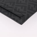 FENDI Zucca Canvas Clutch Bag PVC Black Silver 7N0100 Auth ki6931V-12