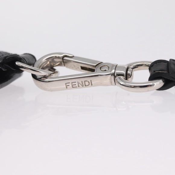 FENDI Zucca Canvas Clutch Bag PVC Black Silver 7N0100 Auth ki6931V